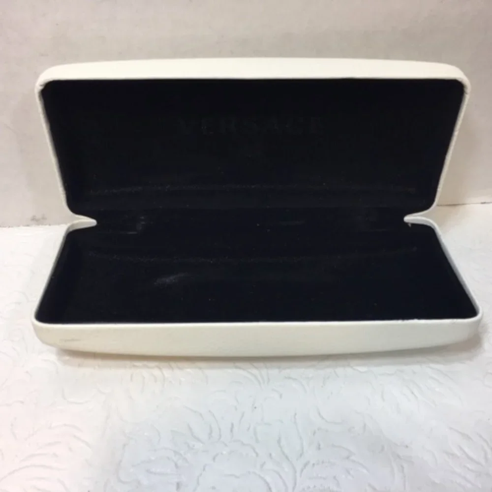 Versace Designer Eyeglass/Sunglass Case -Gold Letter Clamshell Hard Case White - Picture 3 of 7